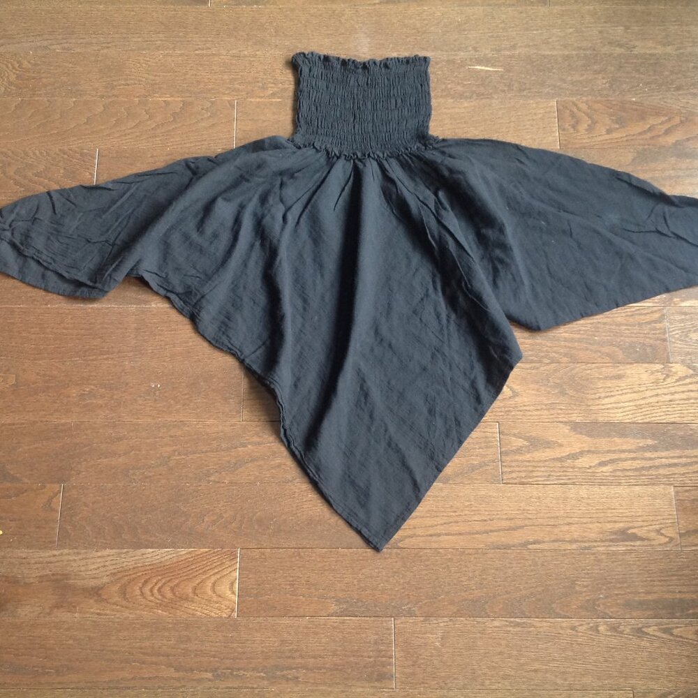 Unique Black Smocked Long Top